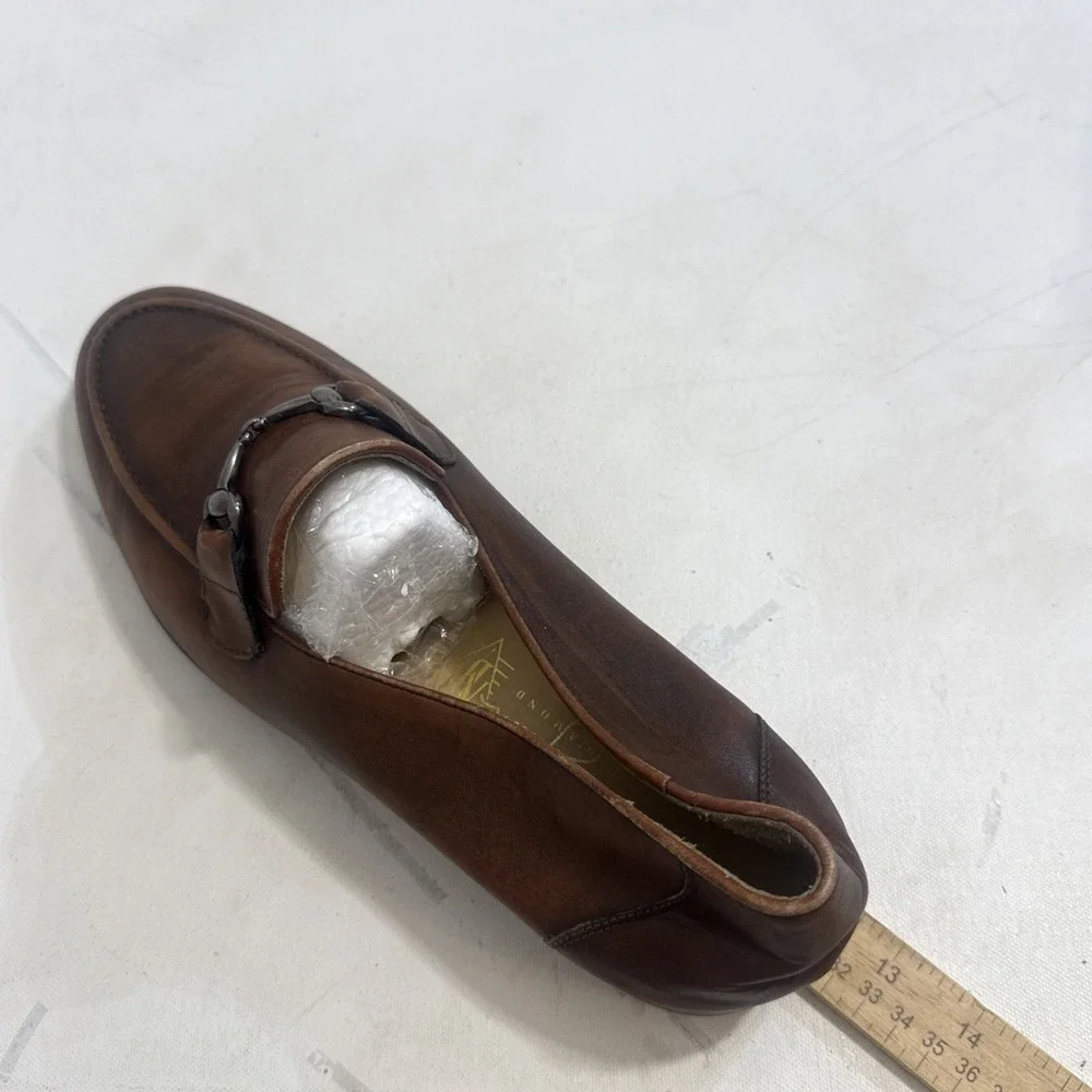 Martin Dingman Brown Italian Leather Loafers Horsebit Slip On Shoes Men's 11.5